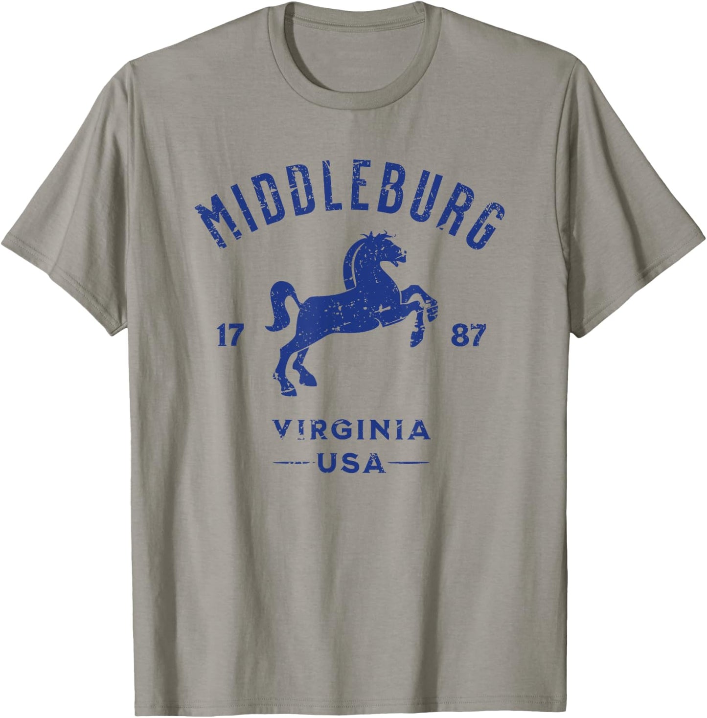 Middleburg Virginia USA Equestrian Horse Distressed Design T-Shirt - T-Shirt | Sand
