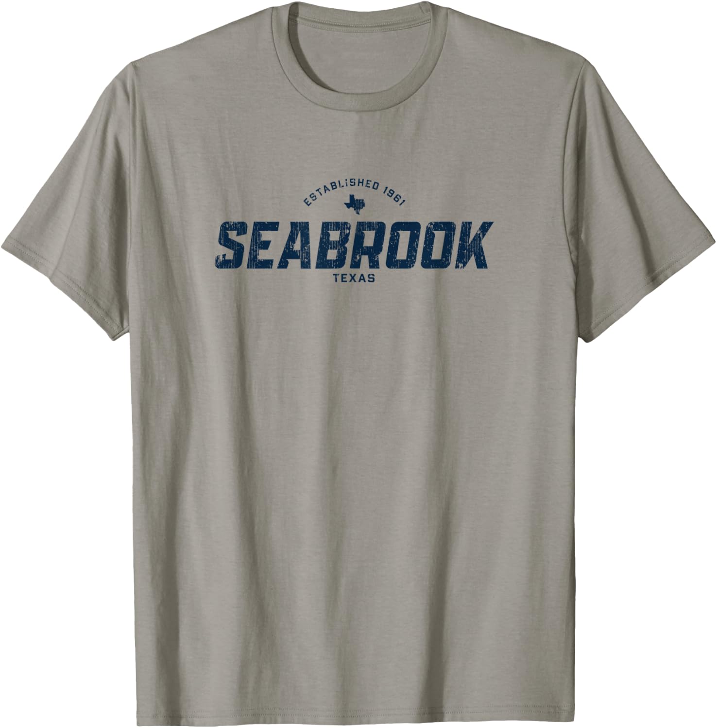 Seabrook Texas TX Vintage Athletic Navy Sports Logo T-Shirt - T-Shirt | Sand