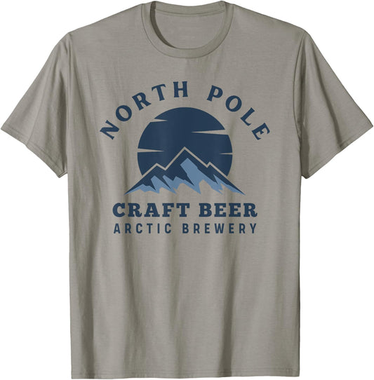 Merry Christmas North Pole Craft Beer Brewery Santa Novelty T-Shirt - T-Shirt | Sand