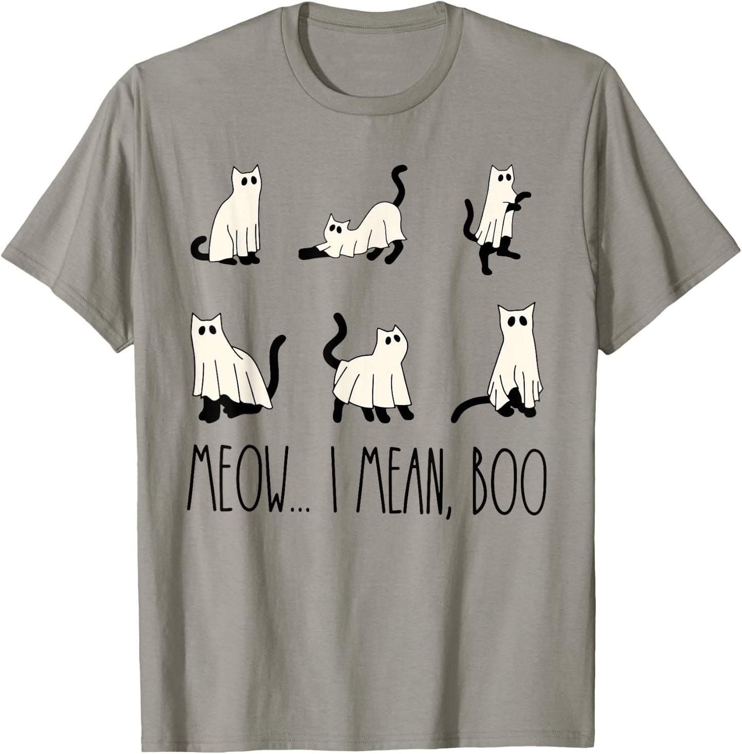 Funny Cat Halloween Shirt Meow I Mean Boo Cat Ghost Cute T-Shirt - T-Shirt | Sand