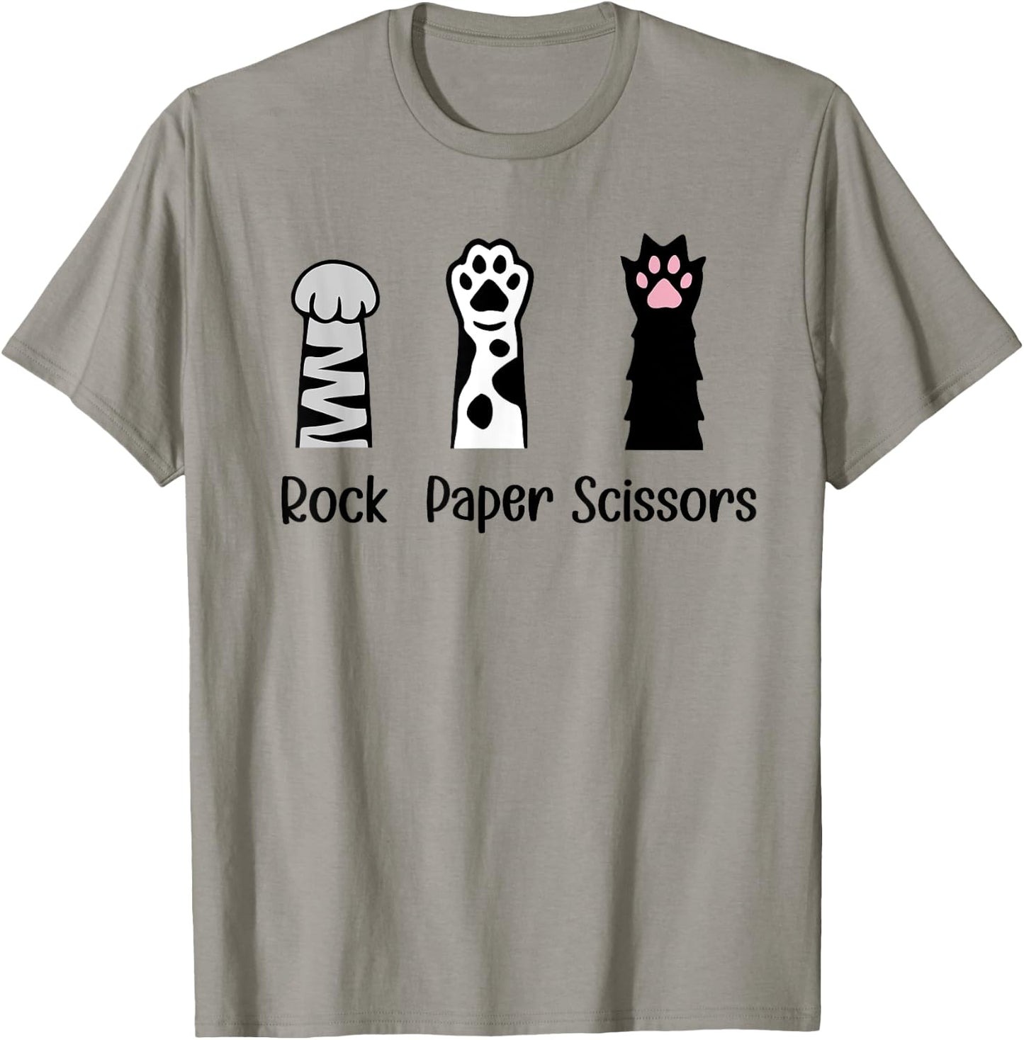 Introvert Cat Animal Rescue Pet Lover Gifts ROCK PAPER SCISSORS Hand Game Cute Paw Funny Cat Lover T-Shirt - T-Shirt | Sand