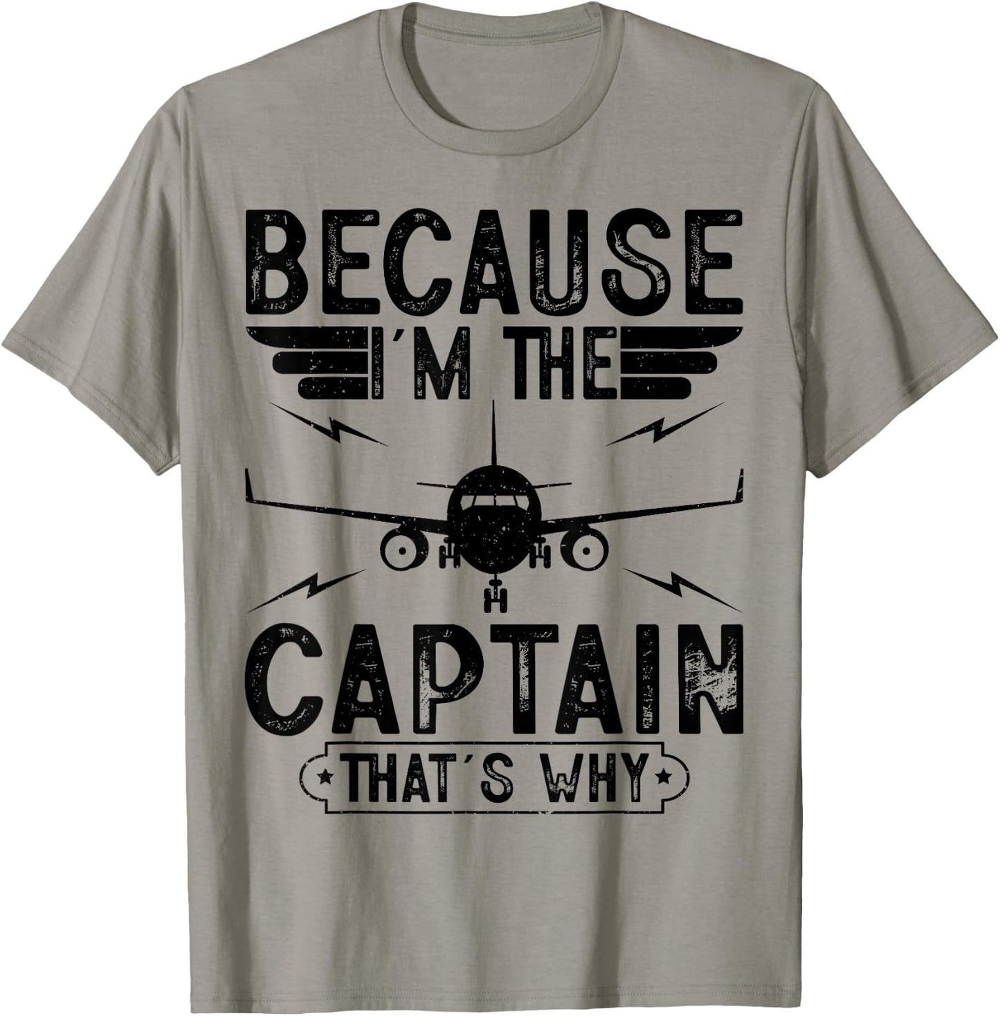 Because I'm The Captain Retro Airplanes Pilot Aviation Gifts T-Shirt - T-Shirt | Sand