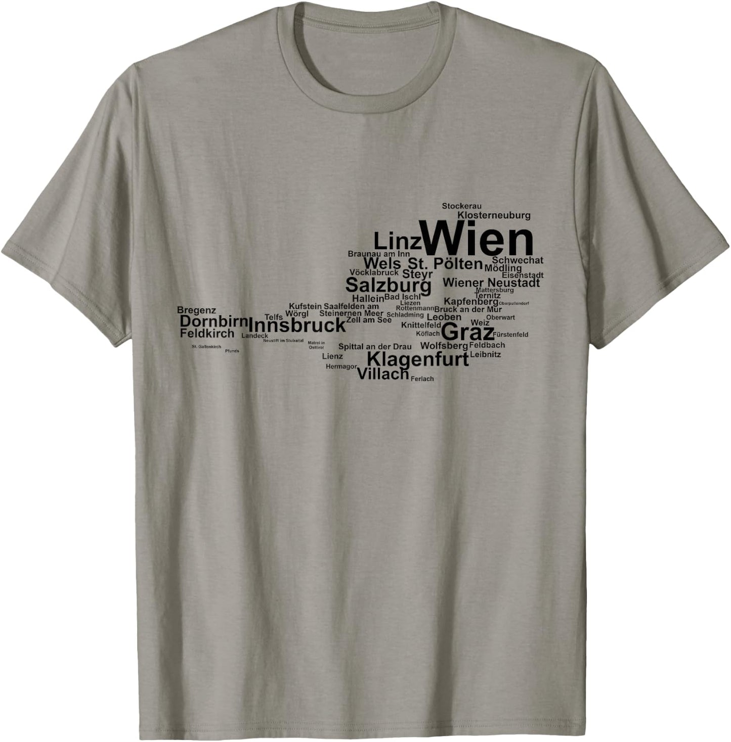 Austria Map Silhouette, Cities Towns Travel Vacation Austria T-Shirt - T-Shirt | Sand