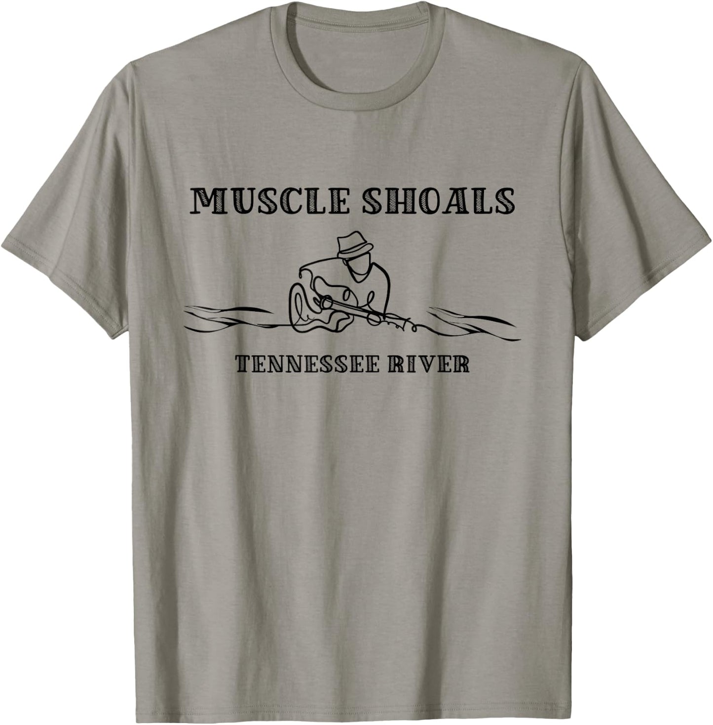 Muscle Shoals Alabama AL Guitar Player On River Music City T-Shirt - T-Shirt | Sand