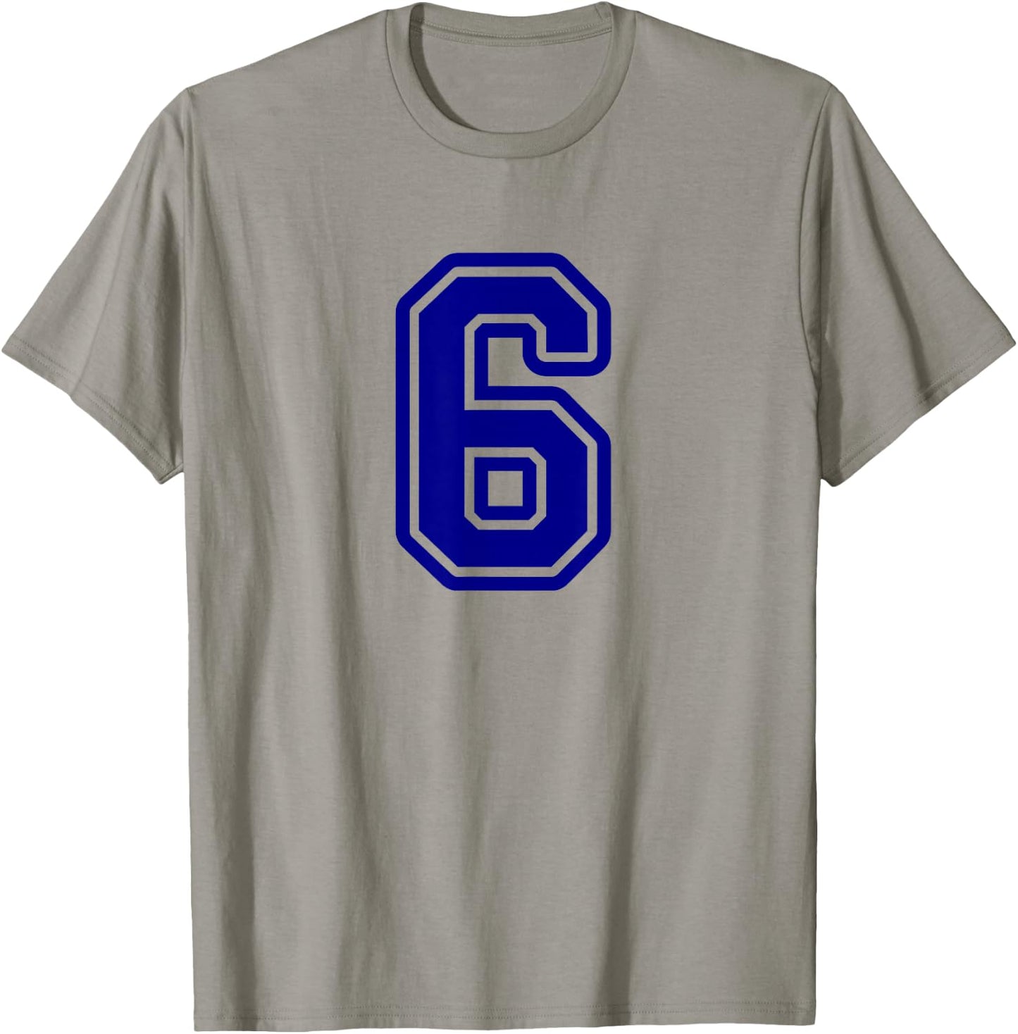 Blue Sports Team Number #6 T-Shirt - T-Shirt | Sand