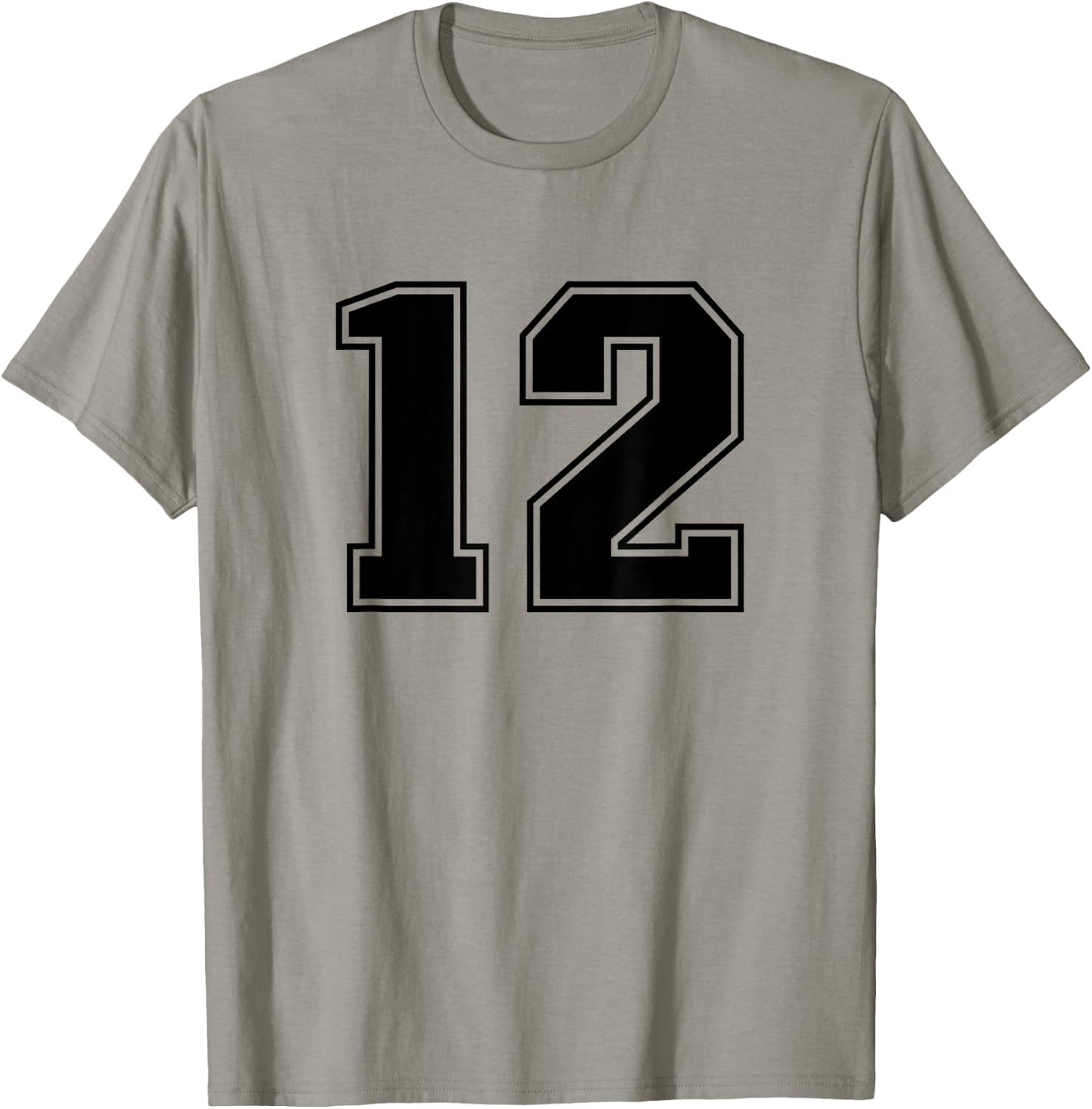 Black Sports Team Number #12 T-Shirt - T-Shirt | Sand