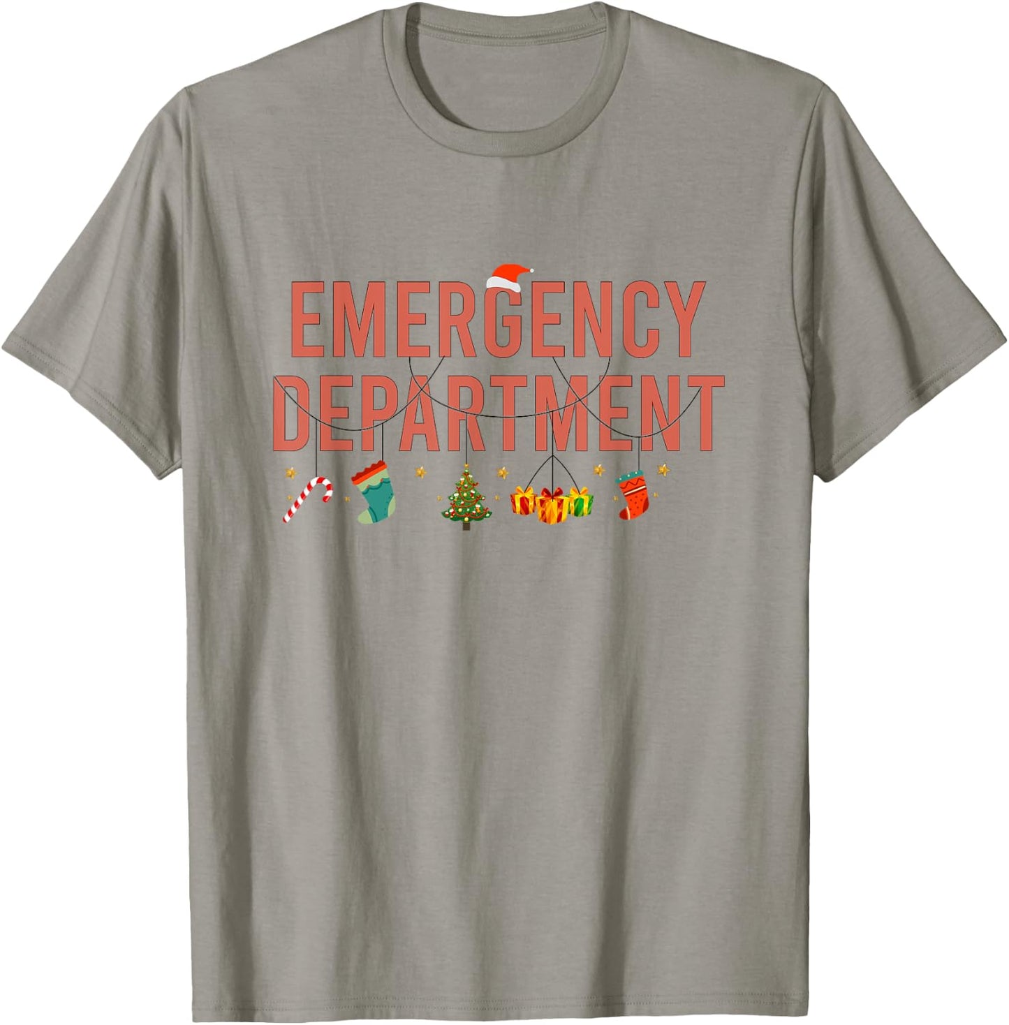 Emergency Department Christmas Emergency Nurse Christmas T-Shirt - T-Shirt | Sand