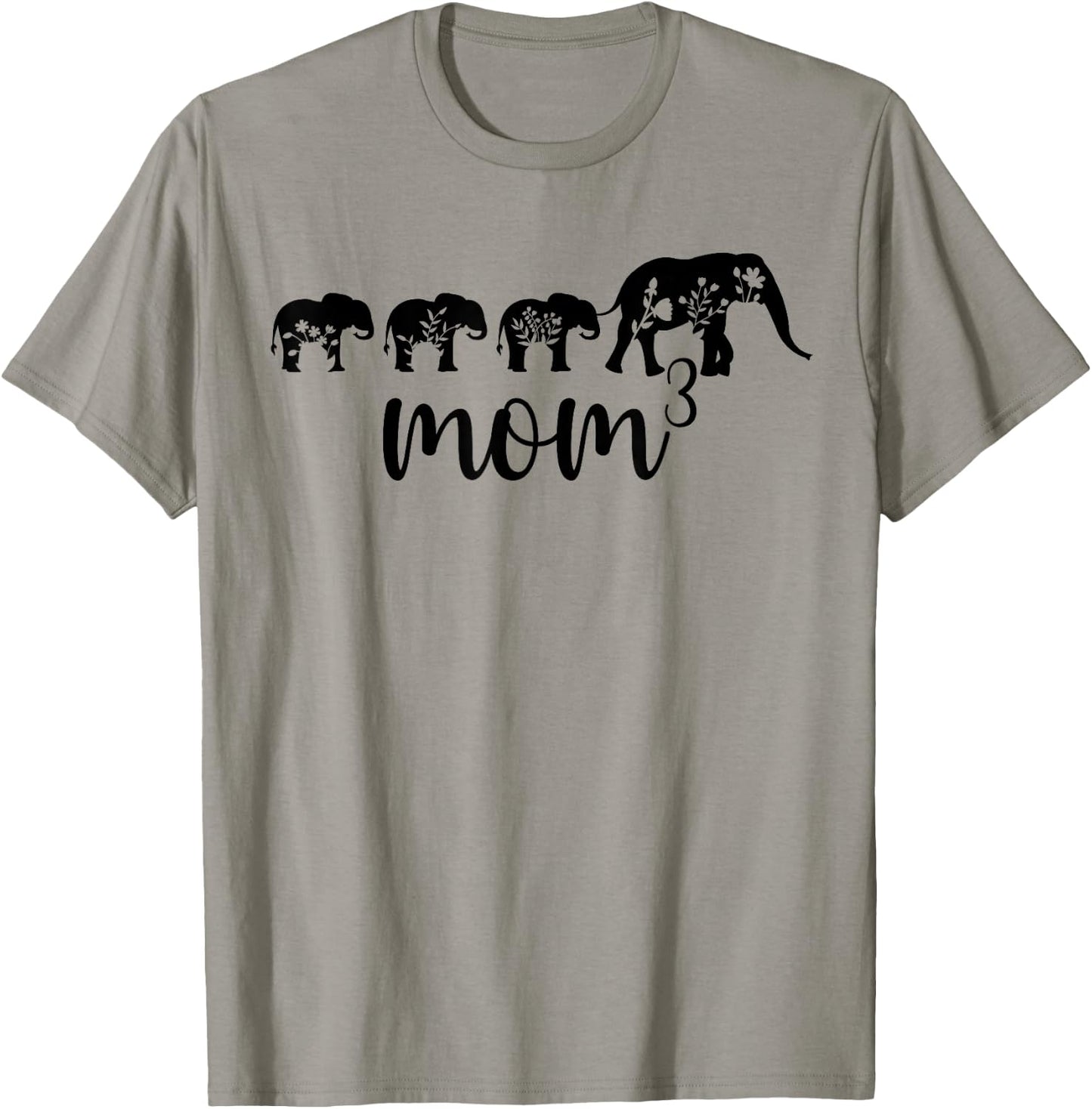 Mom Of Three Elephant Triplet Mom Of 3 Mama Of Three T-Shirt - T-Shirt | Sand