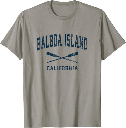 Balboa Island California Vintage Nautical Paddles Sports Oar T-Shirt - T-Shirt | Sand