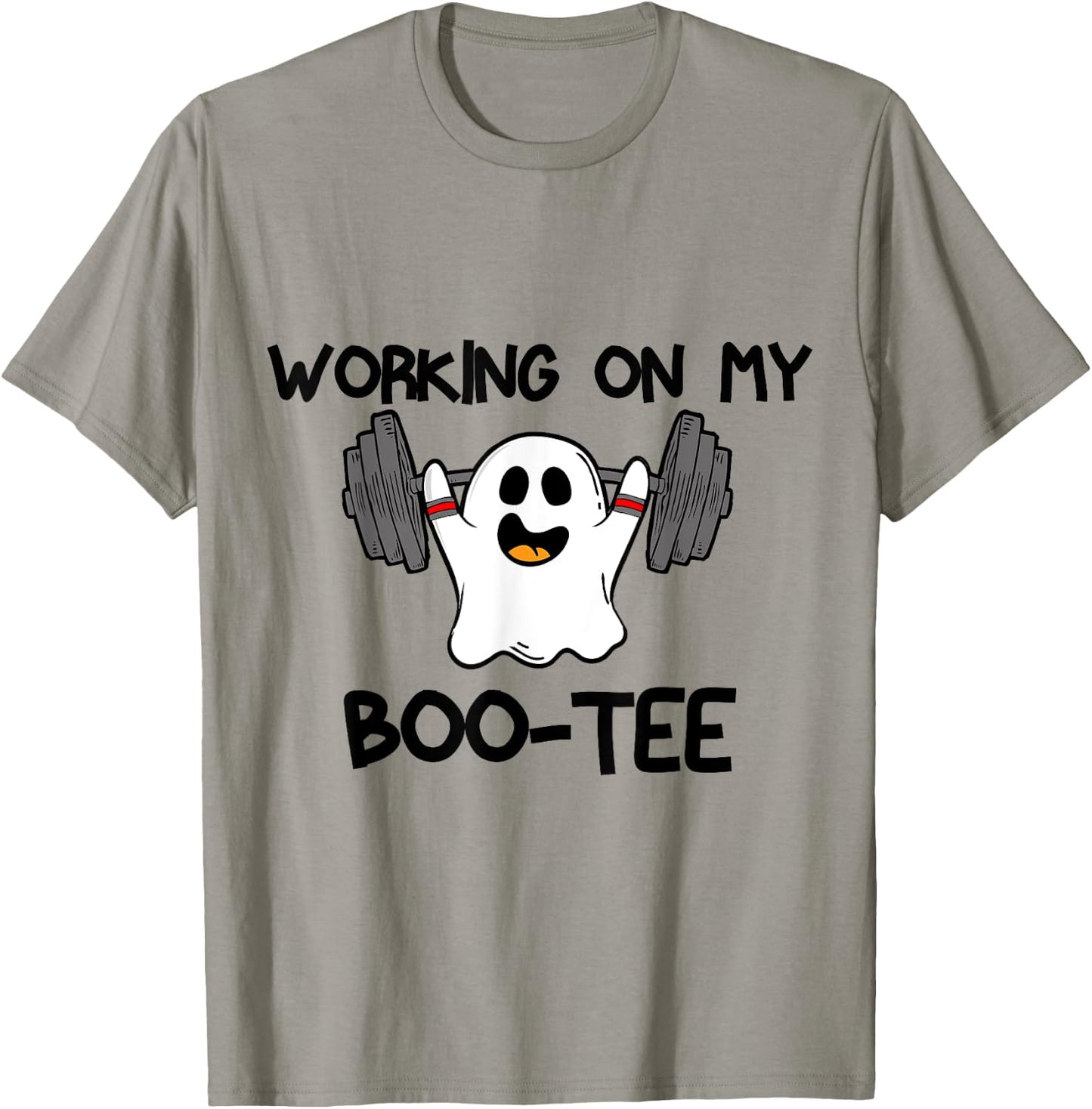 Working On My Booty Boo Ty Funny Halloween Gym Ghost T-Shirt - T-Shirt | Sand