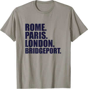 Rome Paris London Bridgeport - Fun Cities Travel T-Shirt - T-Shirt | Sand
