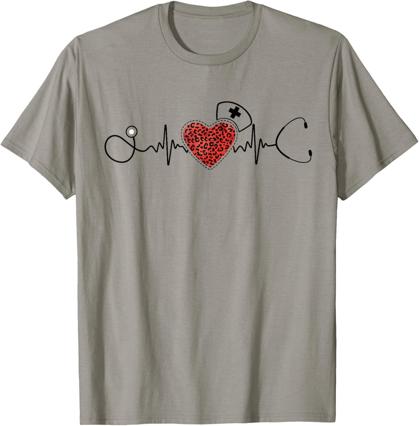 Nurse Shirts Nurse Shirt Blue Heart Pattern Classic Fit Pull On Small T-Shirt - T-Shirt | Sand