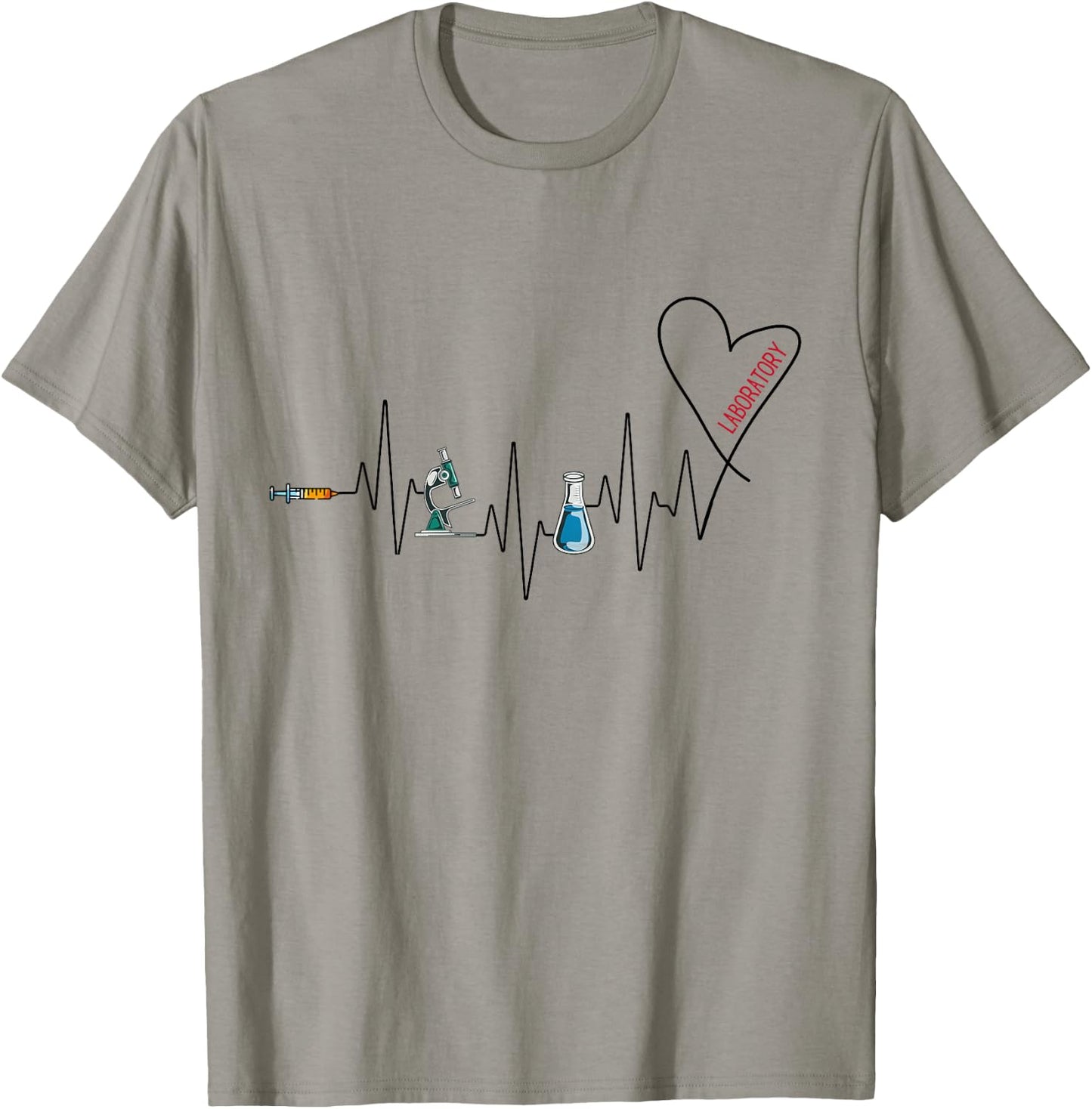 Laboratory Solving Medical Mysteries Women's Grey Hearts , Small, Short Sleeve, Classic Fit, Cotton 50% Polyester 50% T-Shirt - T-Shirt | Sand