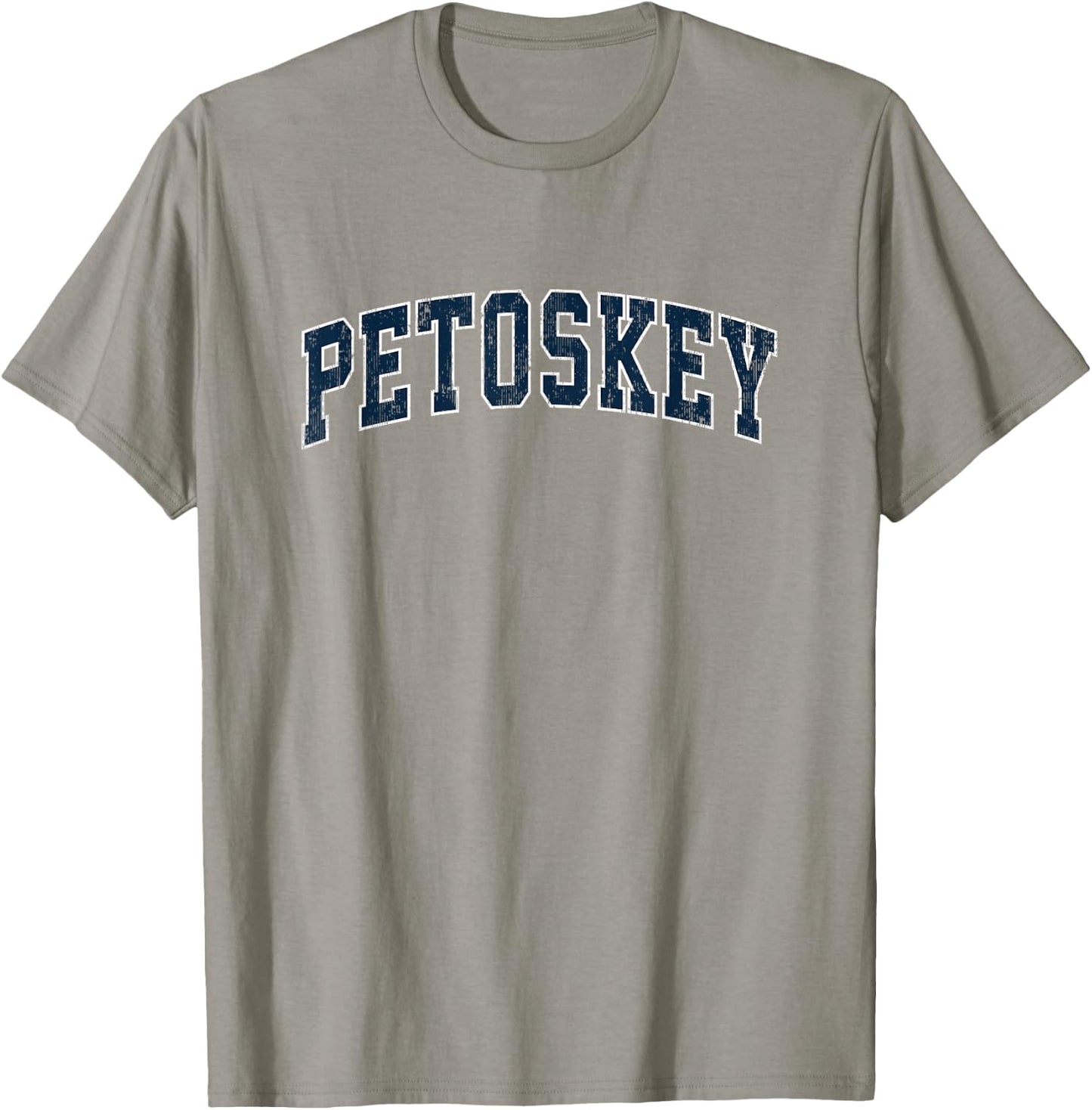 Petoskey Michigan MI Vintage Sports Design Navy Design T-Shirt - T-Shirt | Sand