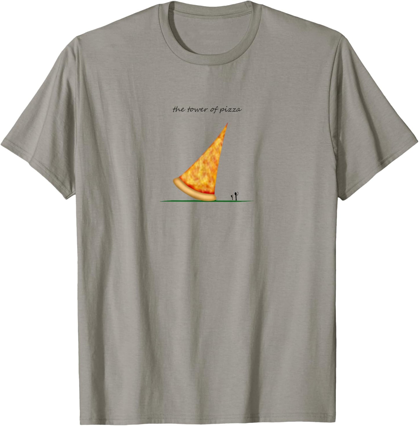Tower of pizza, funny Italian tower of Pisa TGIF foodie pun T-Shirt - T-Shirt | Sand