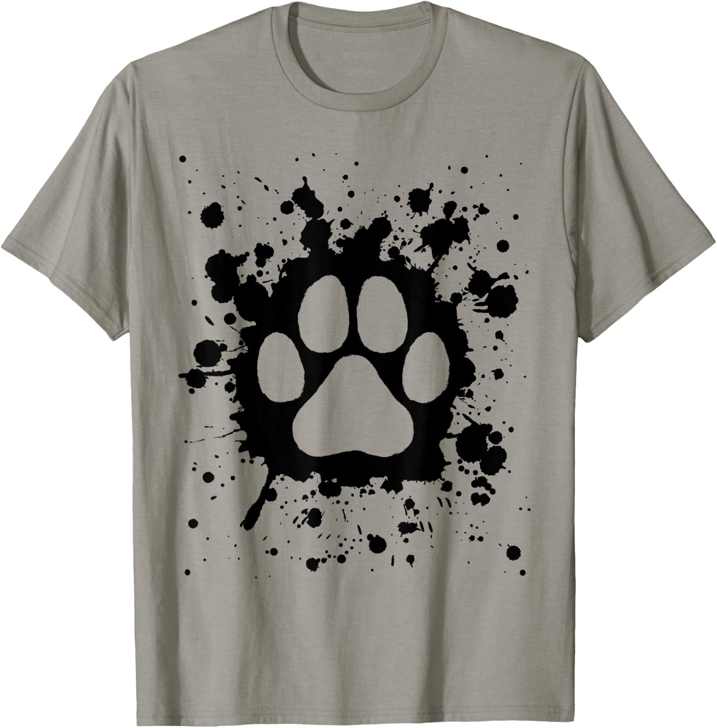 Cat Dog Paw Print Black Splatter Pet Lover Men Women Girls Kids T-Shirt - T-Shirt | Sand