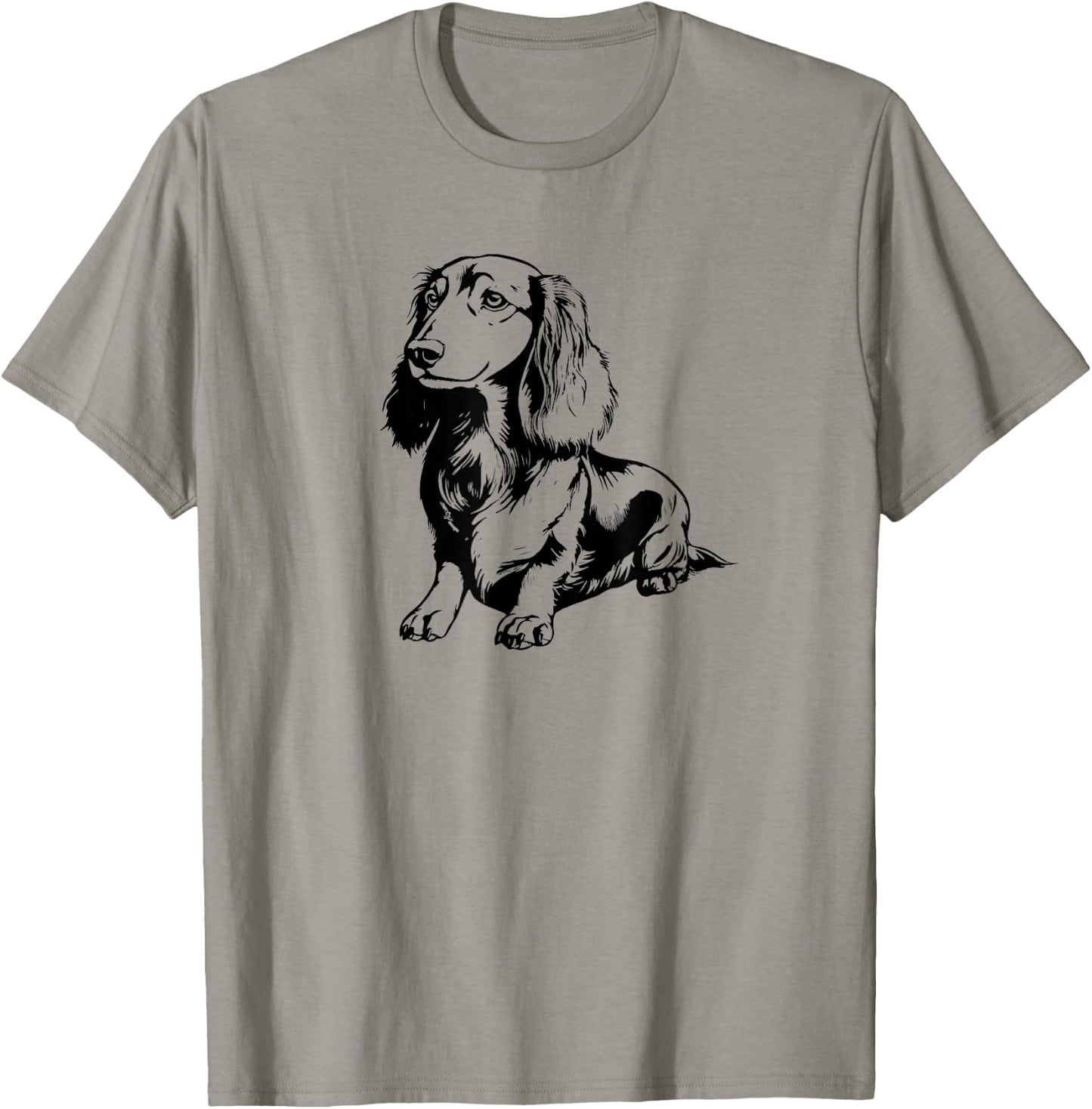 Retro Vintage Logo Long Haired Dachshund Lover T-Shirt - T-Shirt | Sand