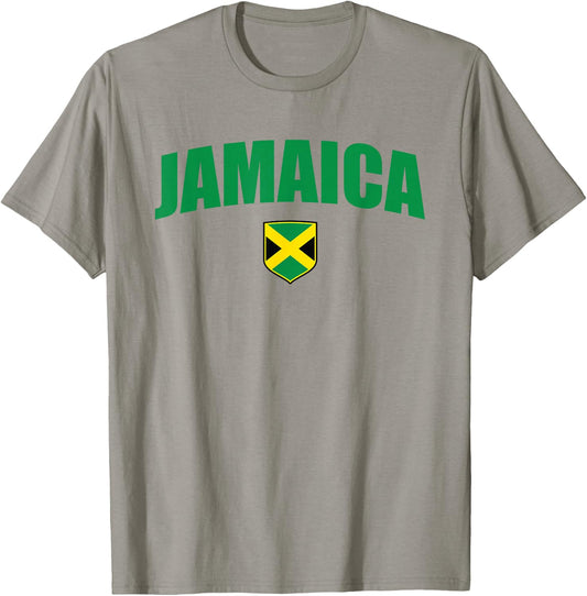 Jamaica Flag Jamaican Vintage Athletic Throwback Souvenir T-Shirt - T-Shirt | Sand
