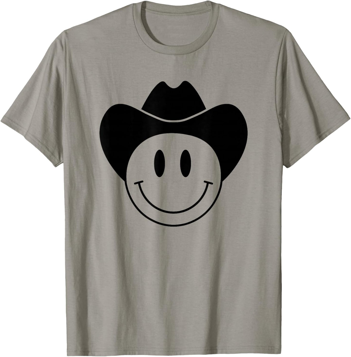 Smiling Happy Face With Black Rodeo Cowboy Hat T-Shirt - T-Shirt | Sand