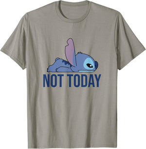 Disney Lilo & Stitch Not Today Lying Down Stitch Side View T-Shirt - T-Shirt | Sand