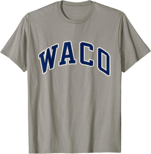 Waco Texas TX Varsity Style Navy Text T-Shirt - T-Shirt | Sand