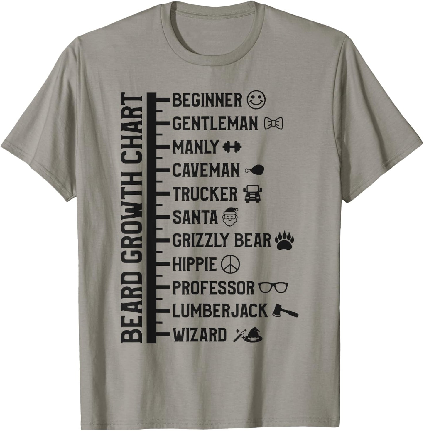 Beard Scale Length Measurement Size Chart Funny Bearded Gift T-Shirt - T-Shirt | Sand