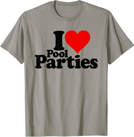 I Love Heart Pool Parties Swimming Pools T-Shirt - T-Shirt | Sand