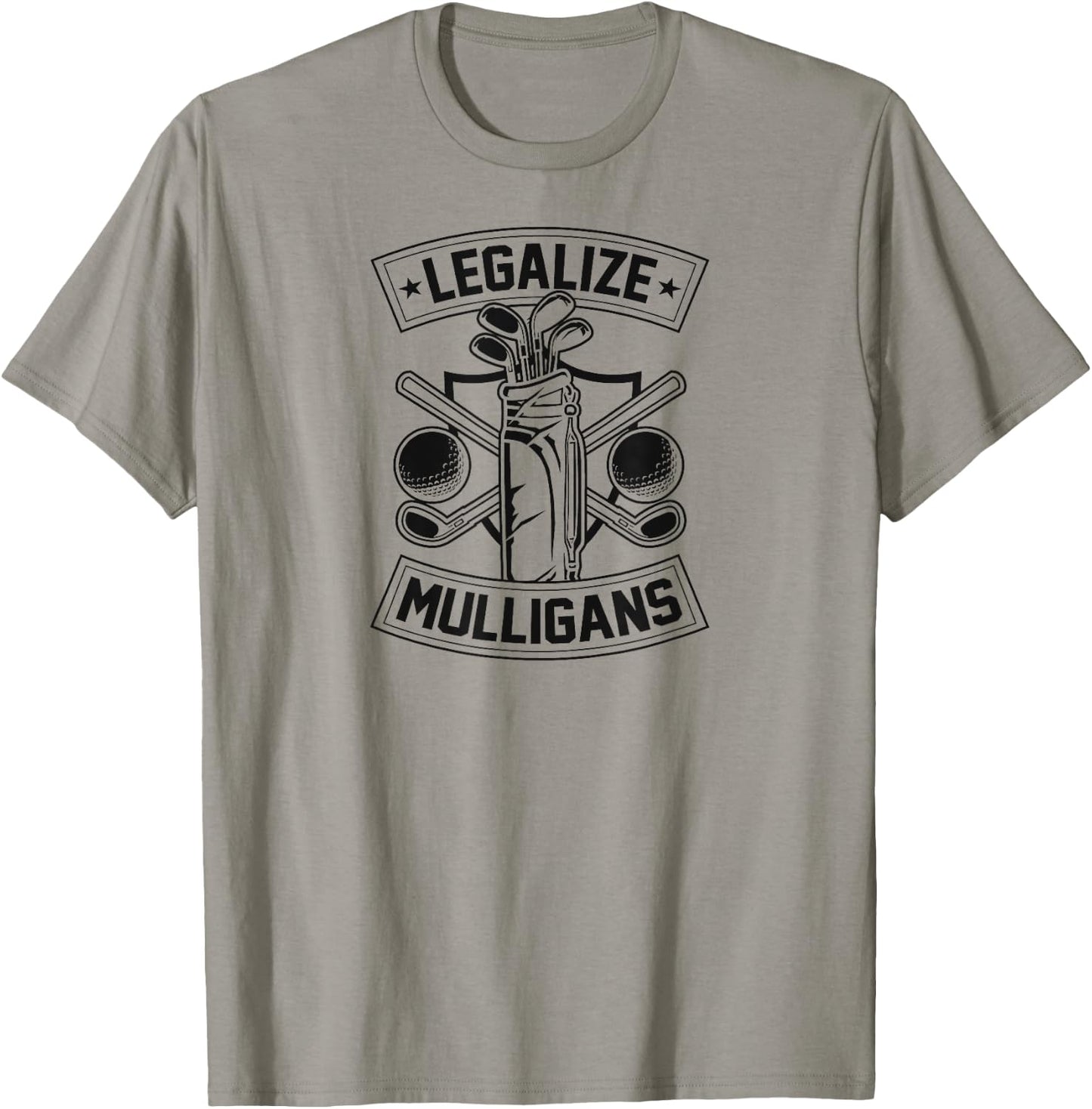 Legalize Mulligans Funny Golf Club And Ball Dad Joke Crest T-Shirt - T-Shirt | Sand