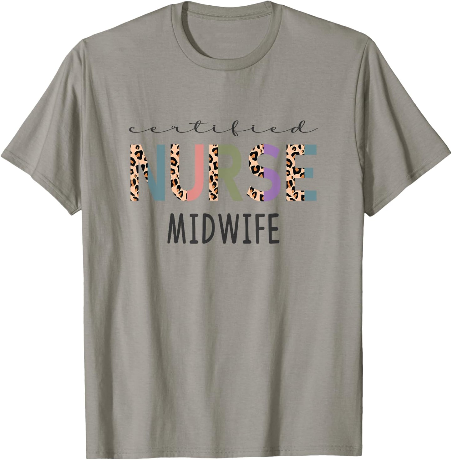 Certified Nurse Midwife Gift Funny CNM Women Leopard T-Shirt - T-Shirt | Sand