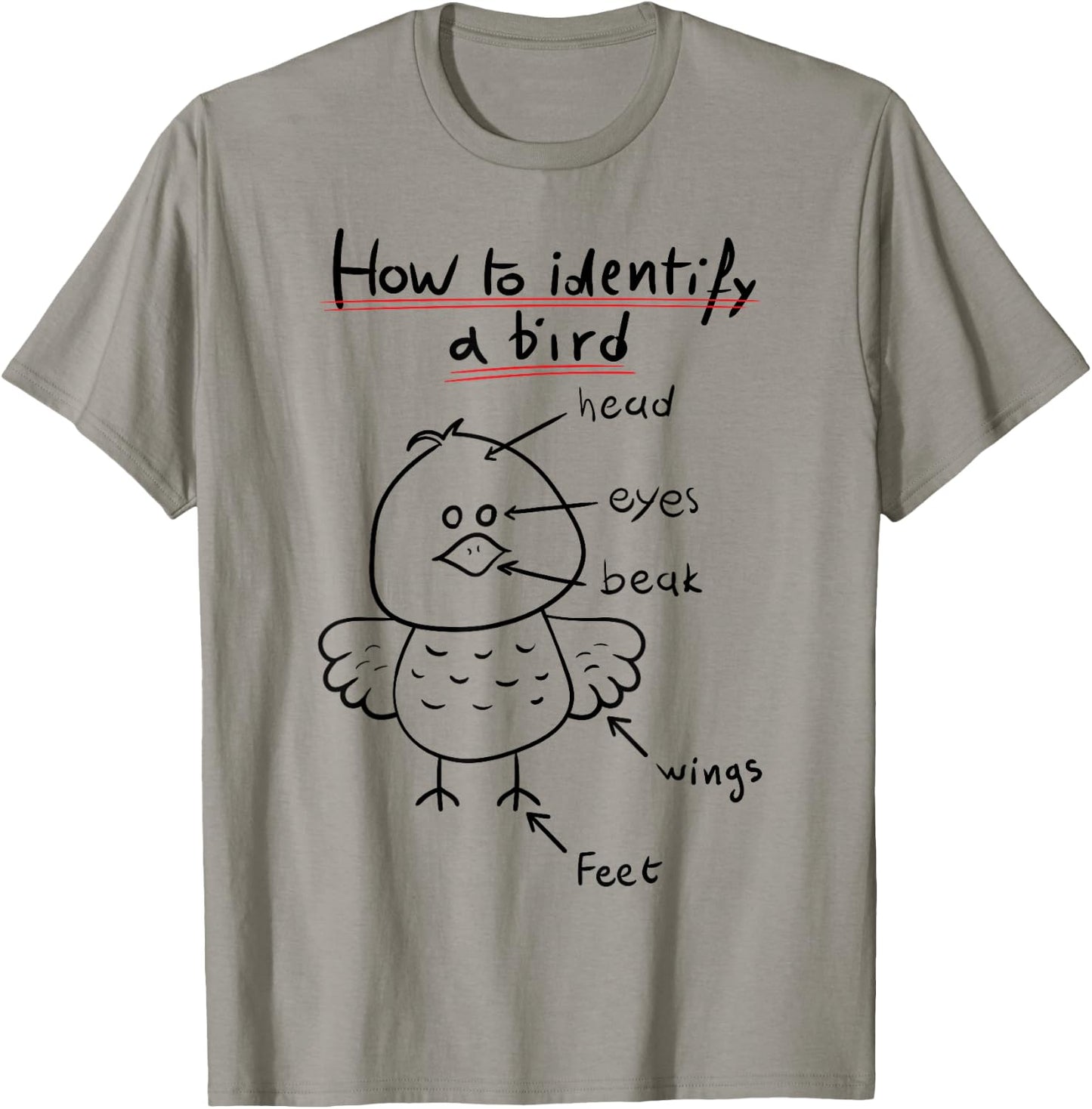 How To Identify A Bird, Funny Physiology Study Diagram T-Shirt - T-Shirt | Sand