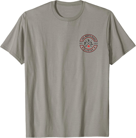 Lake Worth Beach Florida FL Retro Surfer Beach Front & Back T-Shirt - T-Shirt | Sand