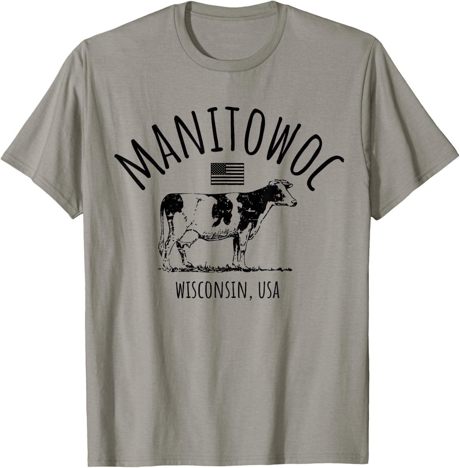 Manitowoc Wisconsin USA Retro Cow Vintage Style Design T-Shirt - T-Shirt | Sand