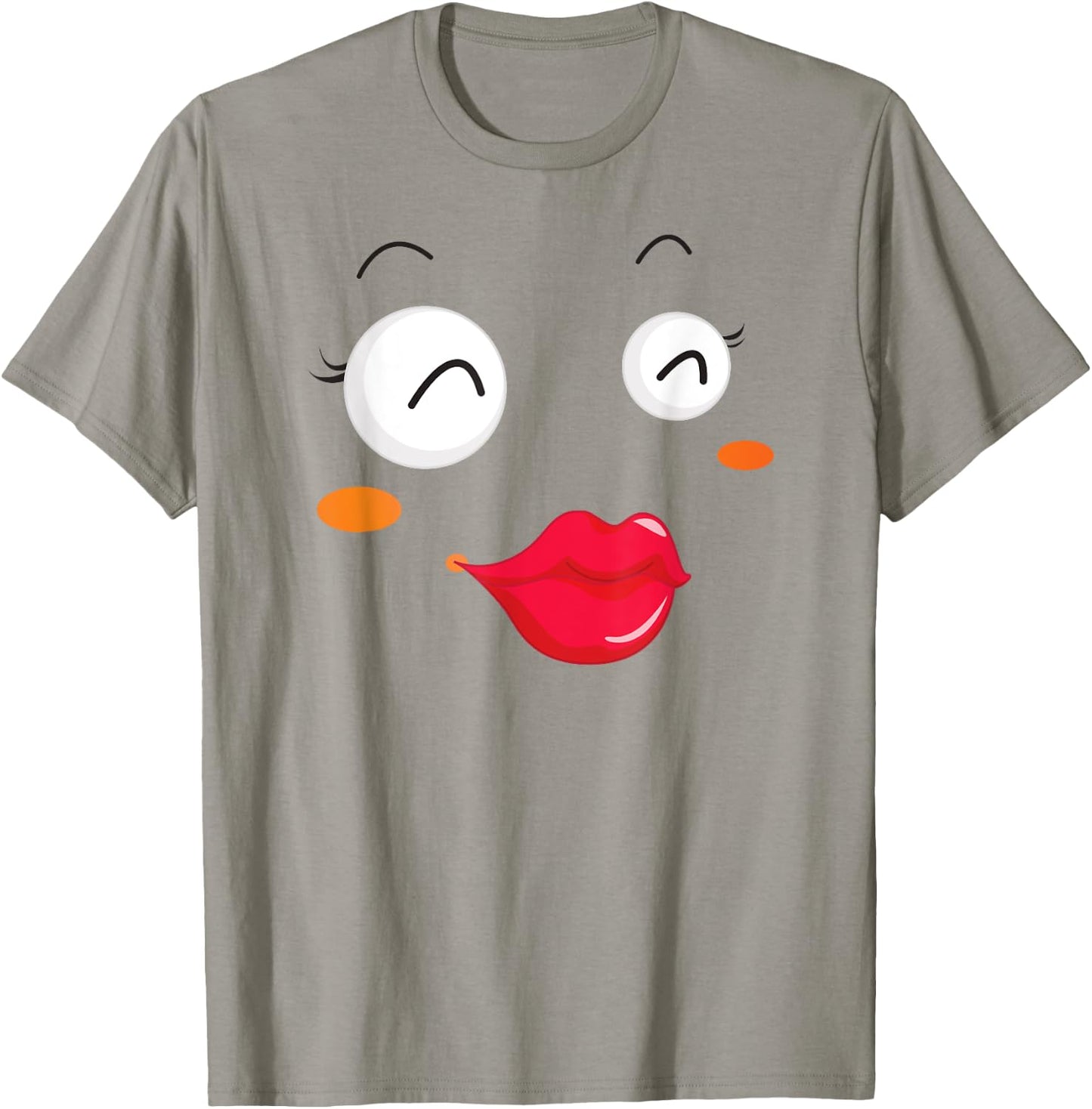 Group Costume Team Outfit Woman Dress Kiss Lips Emoticon T-Shirt - T-Shirt | Sand