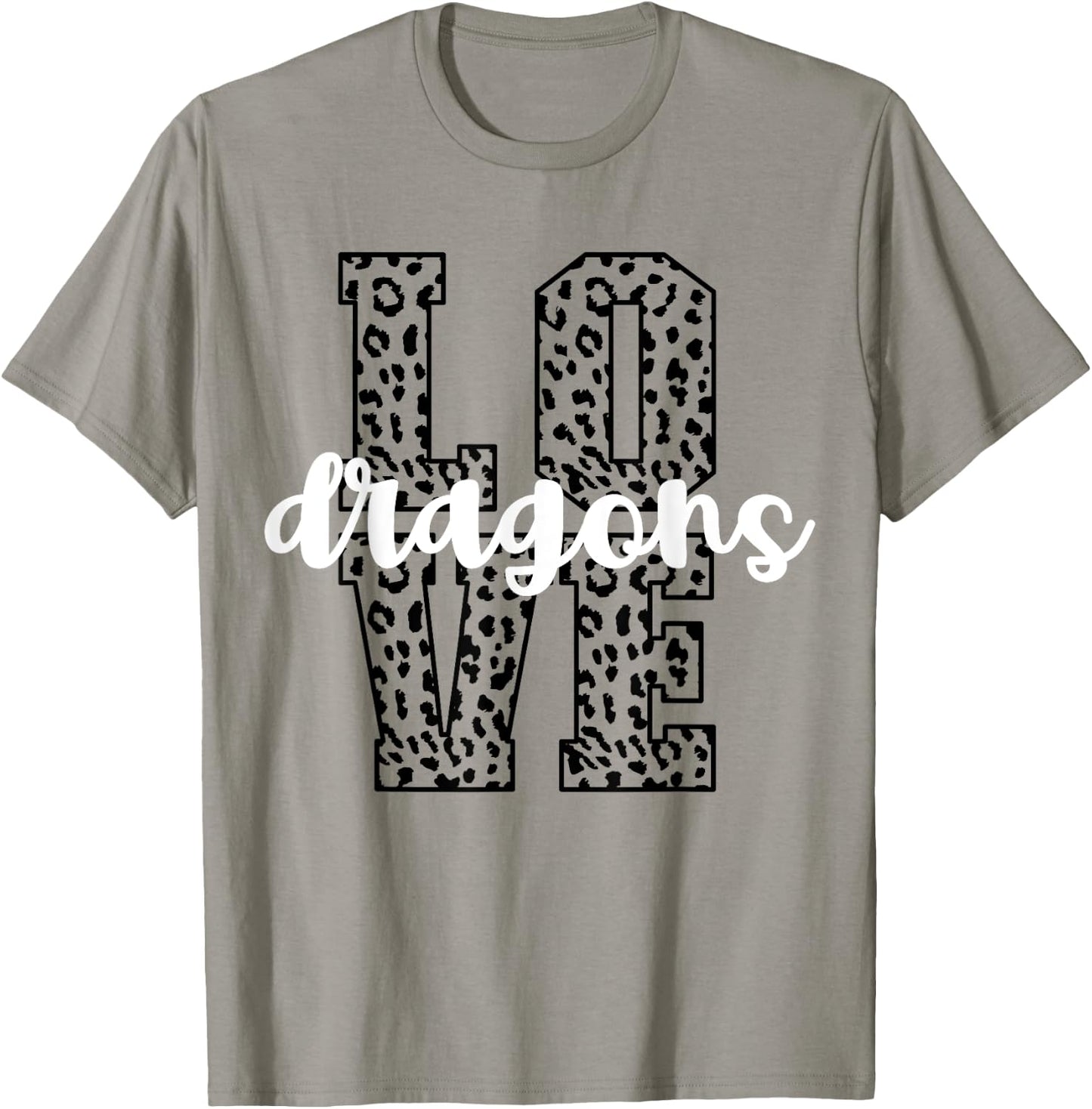 Dragons Love Team Mascot School Spirit Game Night Leopard T-Shirt - T-Shirt | Sand