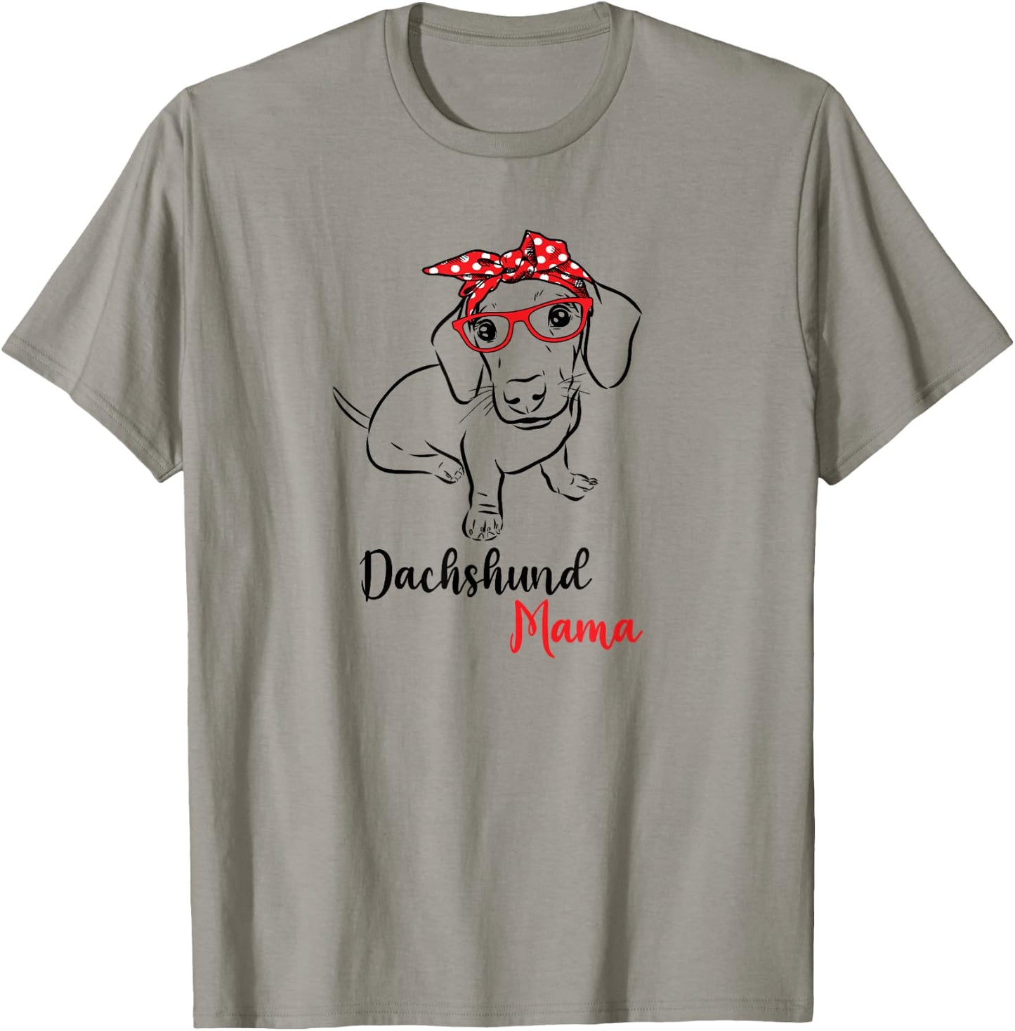 Cute Red Bandana Glasses Mom Lover Dachshund Mama T-Shirt - T-Shirt | Sand
