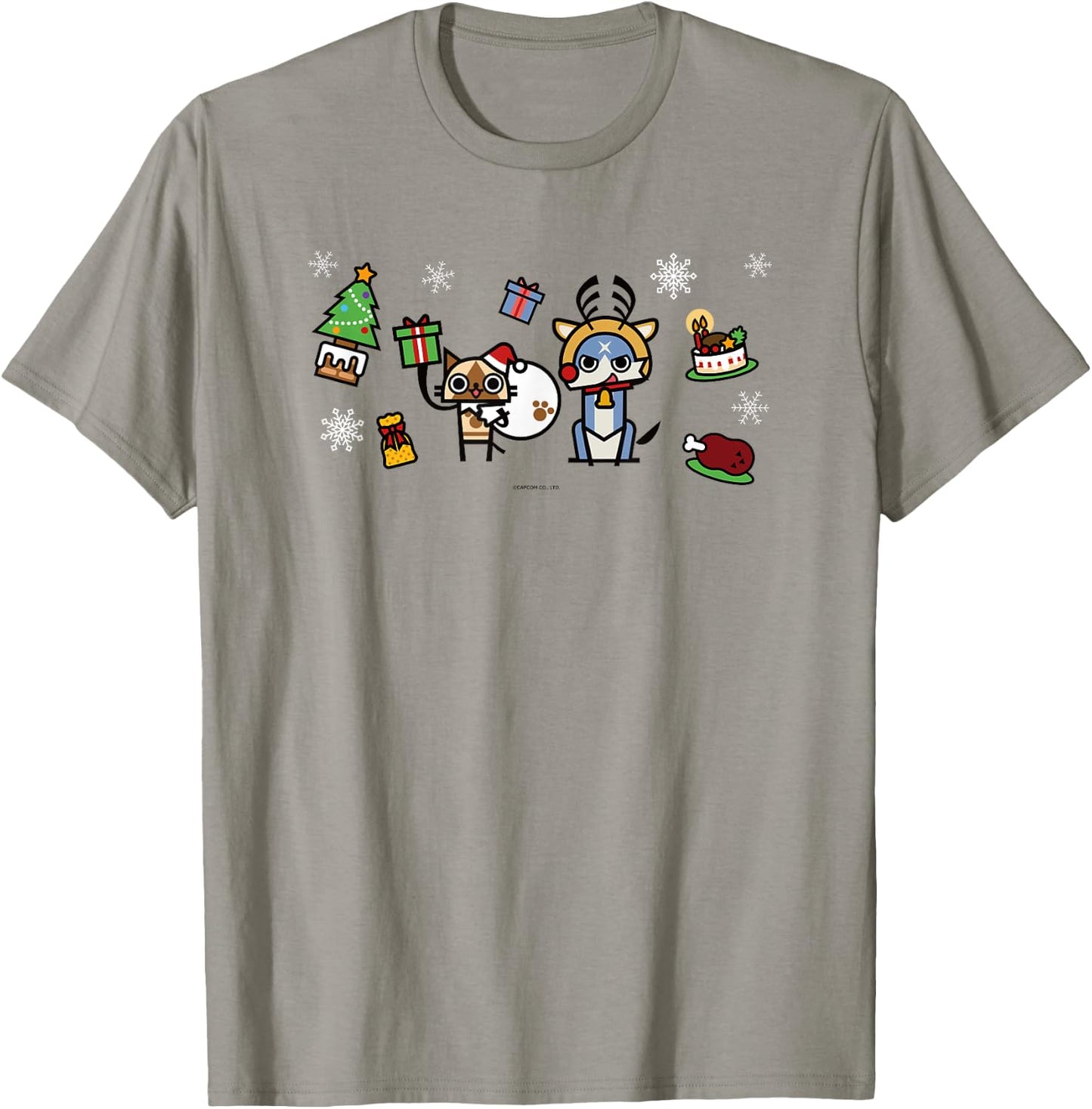 Monster Hunter Rise: Sunbreak Palamute＆Palico Christmas (B) T-Shirt - T-Shirt | Sand