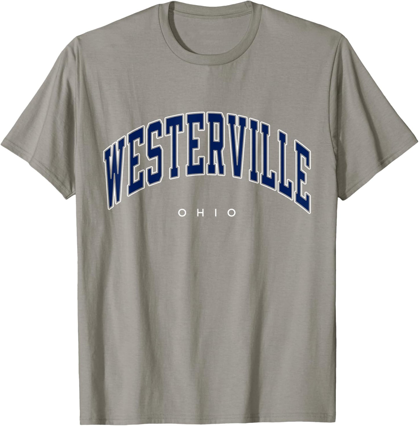 Westerville Ohio OH Varsity Style Navy Text T-Shirt - T-Shirt | Sand