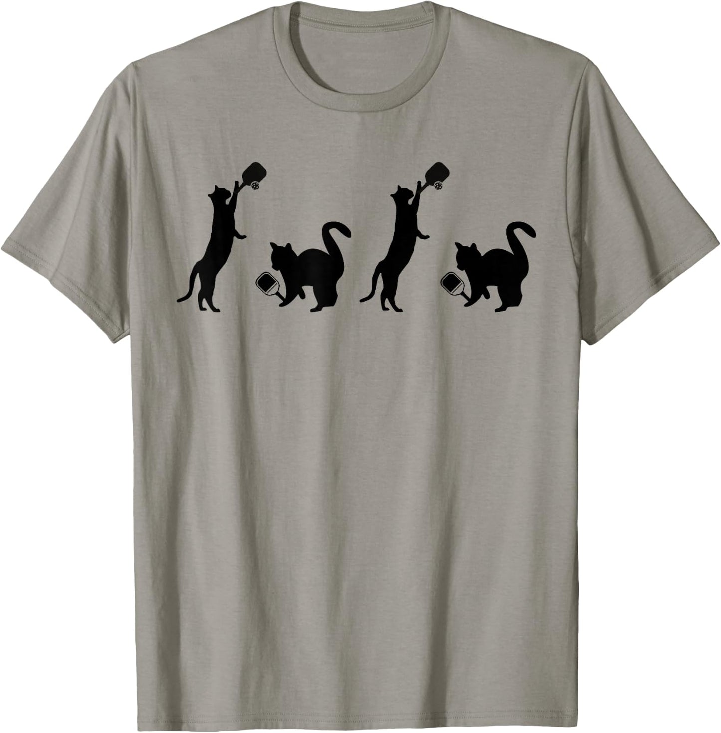 Cats Playing Pickleball Funny Cat Lover Cute Pickleball T-Shirt - T-Shirt | Sand