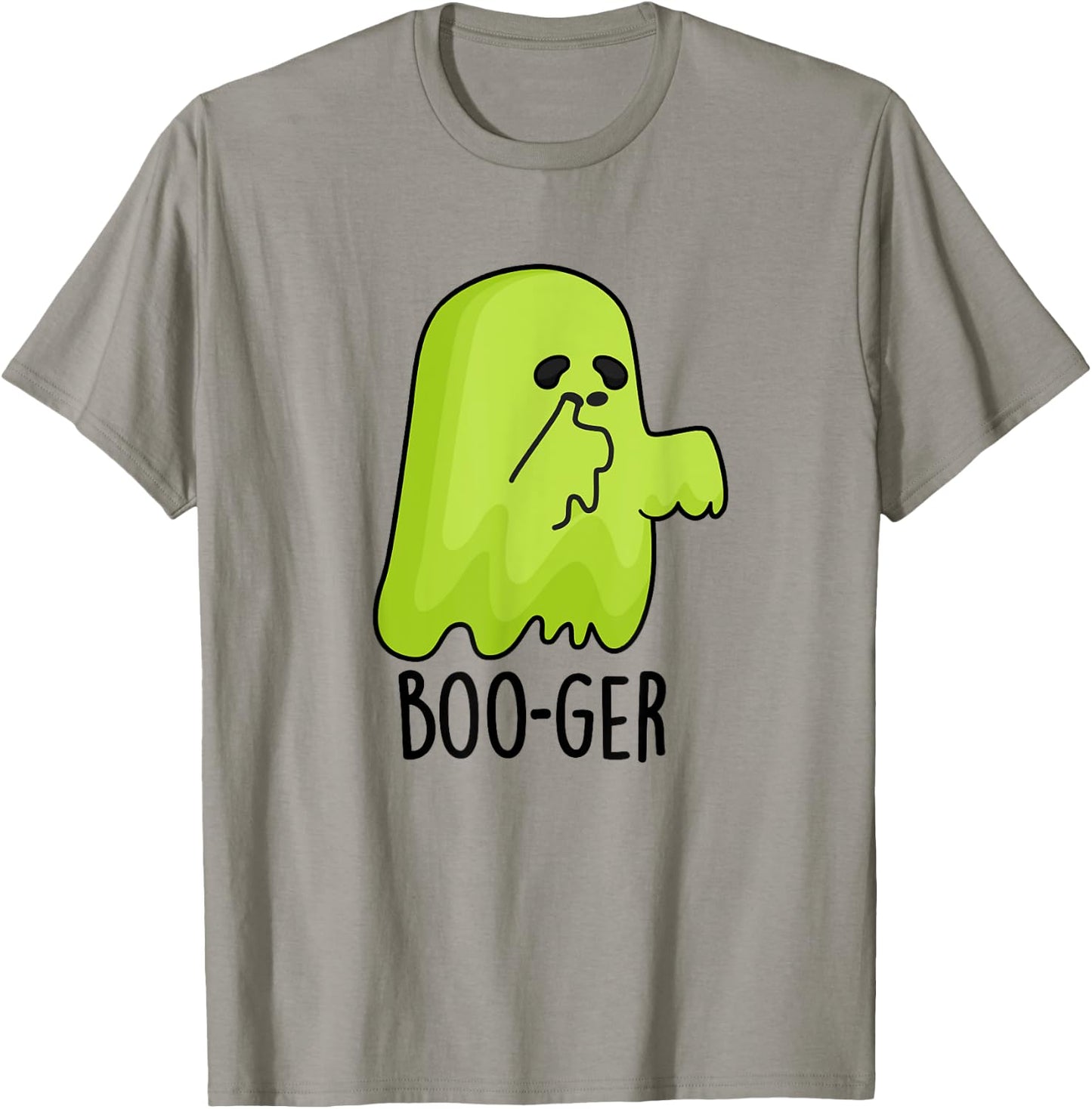 Boo-ger Funny Nose Picking Ghost Pun T-Shirt - T-Shirt | Sand
