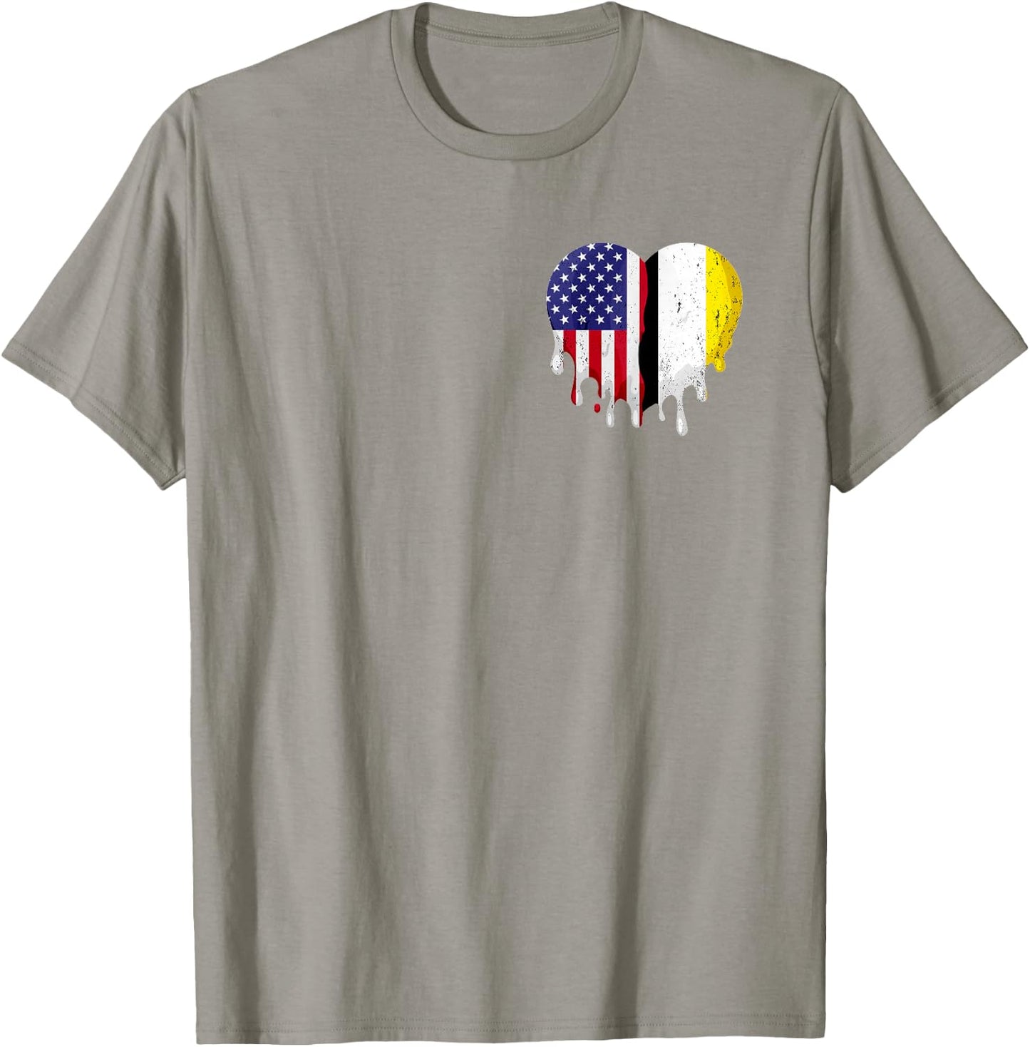 Garifuna Heritage American Grown Heart Garifuna Flag T-Shirt - T-Shirt | Sand