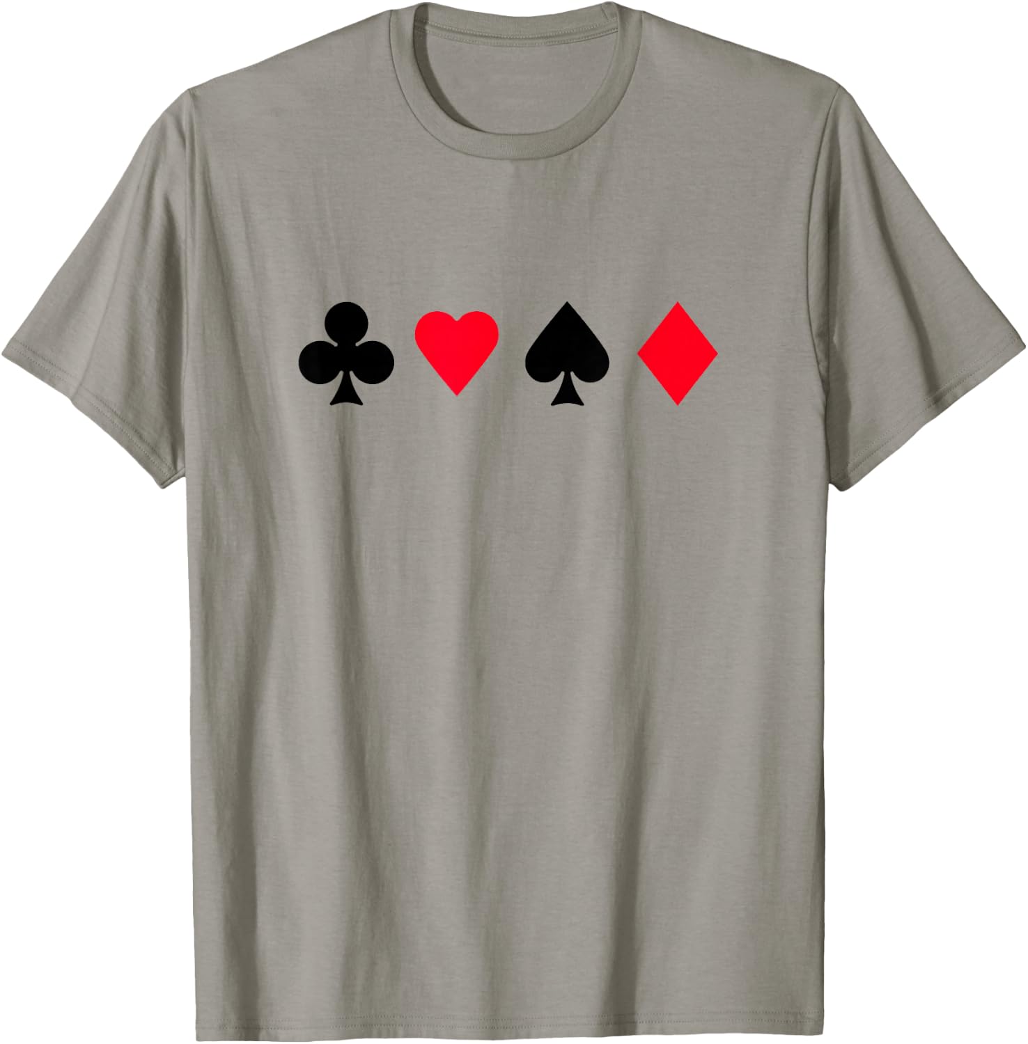 Clubs Spades Hearts Diamonds Playing Card Casino T-Shirt - T-Shirt | Sand