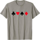 Clubs Spades Hearts Diamonds Playing Card Casino T-Shirt - T-Shirt | Sand