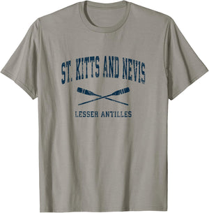 St. Kitts and Nevis Vintage Nautical Paddles Sports Oars T-Shirt - T-Shirt | Sand