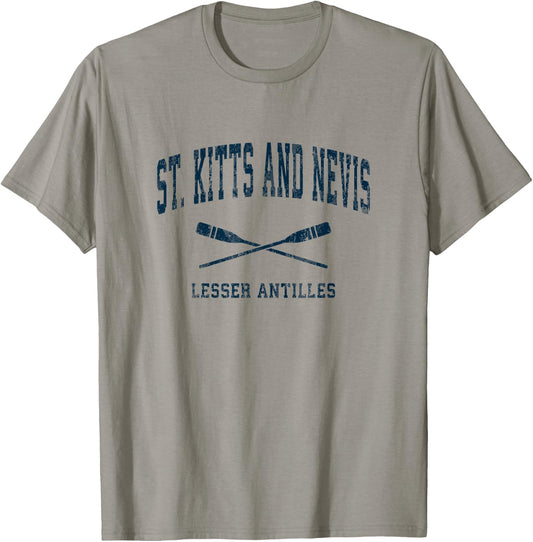 St. Kitts and Nevis Vintage Nautical Paddles Sports Oars T-Shirt - T-Shirt | Sand