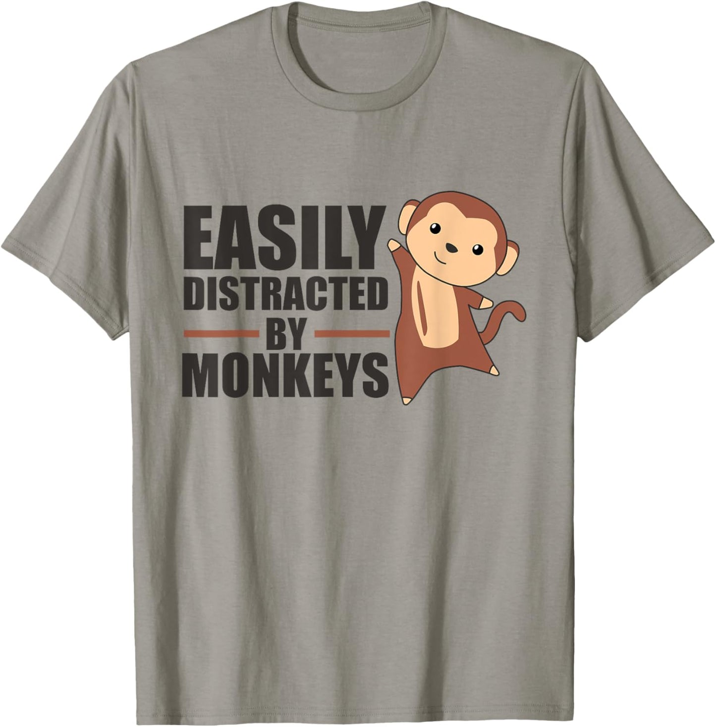 Easily Distracted By Monkeys - Cute Monkey T-Shirt - T-Shirt | Sand