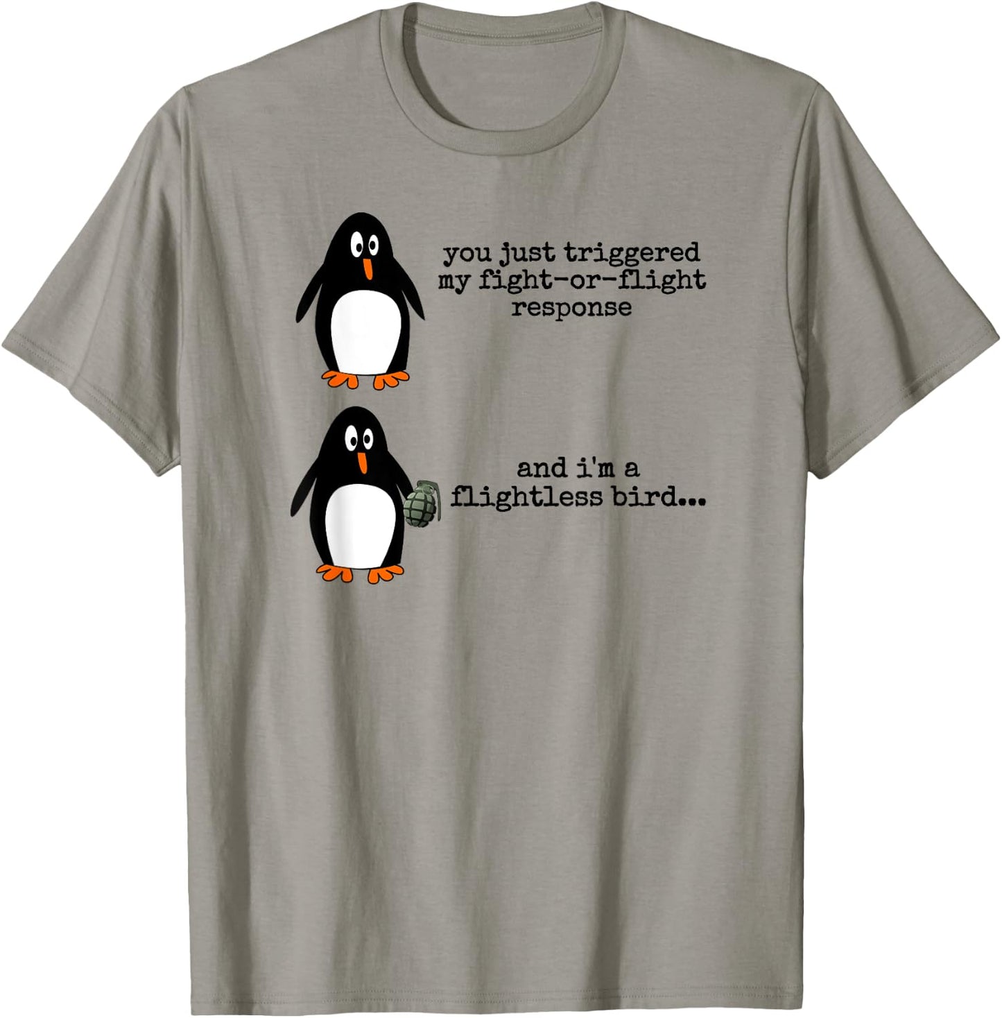 Penguin Fight Or Flight Meme Flightless Bird Social Anxiety T-Shirt - T-Shirt | Sand