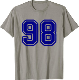 Blue Varsity Sports Team Number #98 T-Shirt - T-Shirt | Sand