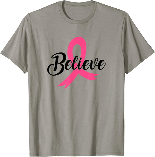 Breast Cancer Believe T-Shirt - T-Shirt | Sand