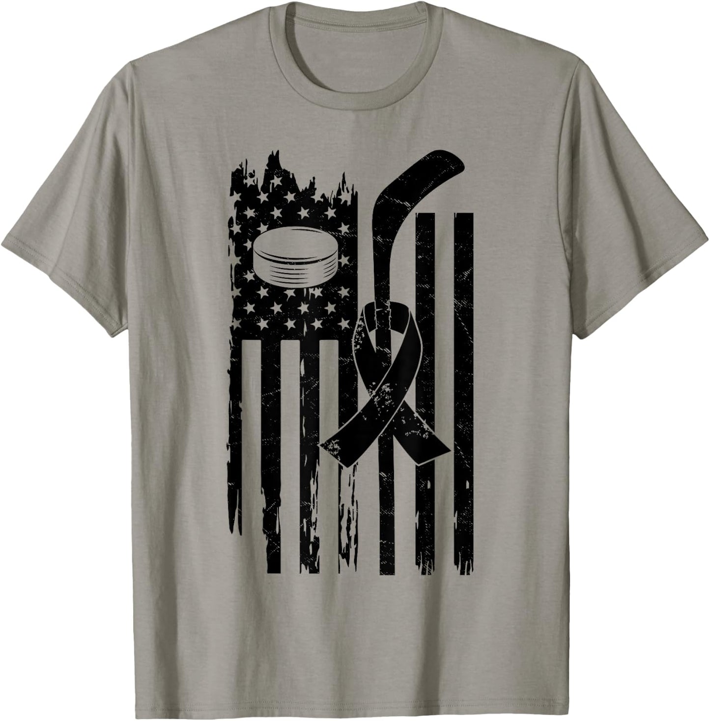 Hockey Pink Ribbon Breast Cancer Awareness Sport Lover T-Shirt - T-Shirt | Sand