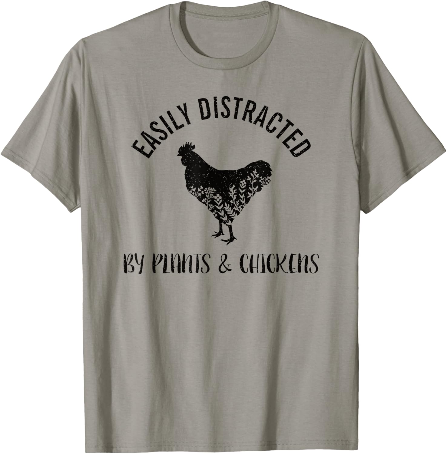 Easily Distracted By Plants and Chickens Botanical Flower T-Shirt - T-Shirt | Sand